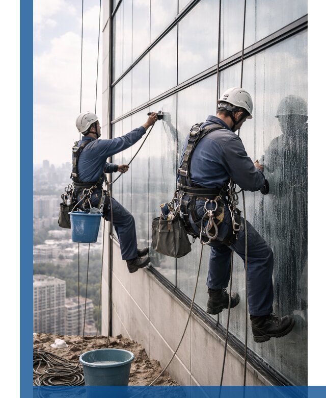 Профессиональная мойка фасадных окон альпинистами в Вологде