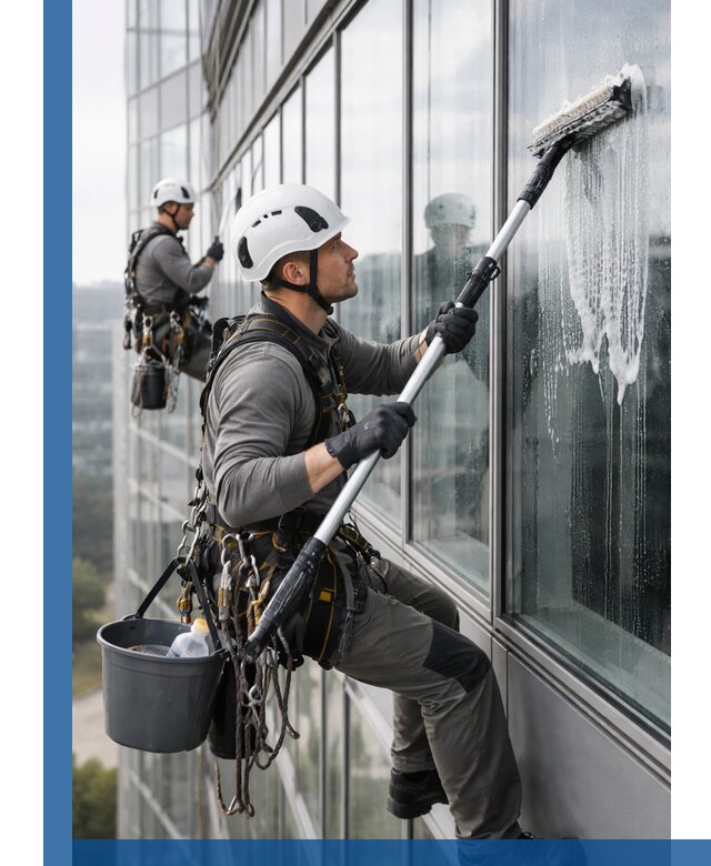 Высотная мойка сплошного остекления с выездом в Вологде