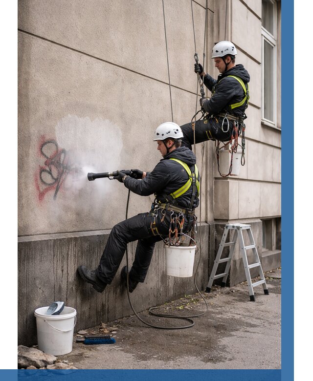 Удаление граффити с фасада в Вологде от 4622 р. | ВЫСОТНИК-Вгд