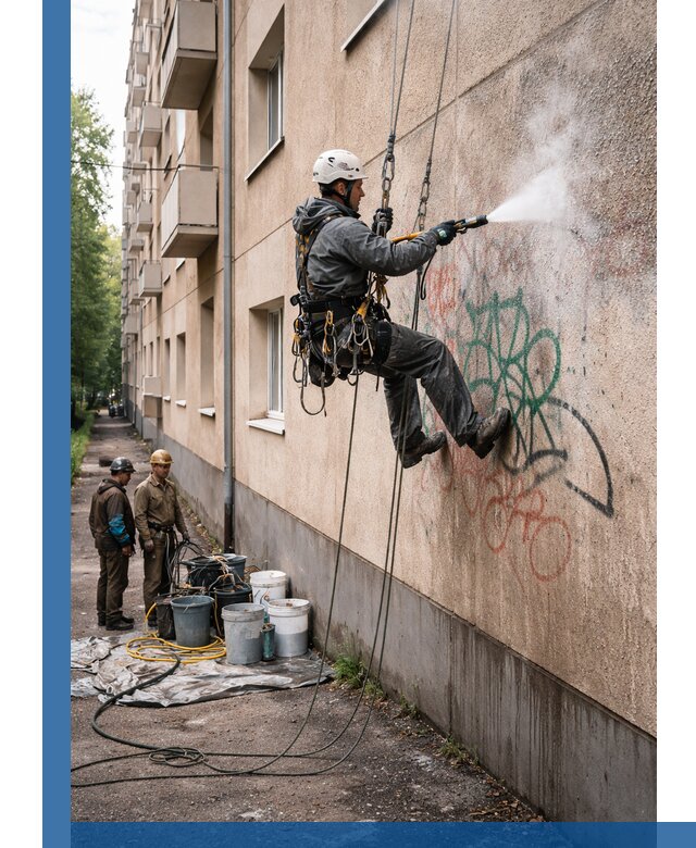 Удаление граффити с фасада в Вологде без следов и повреждений