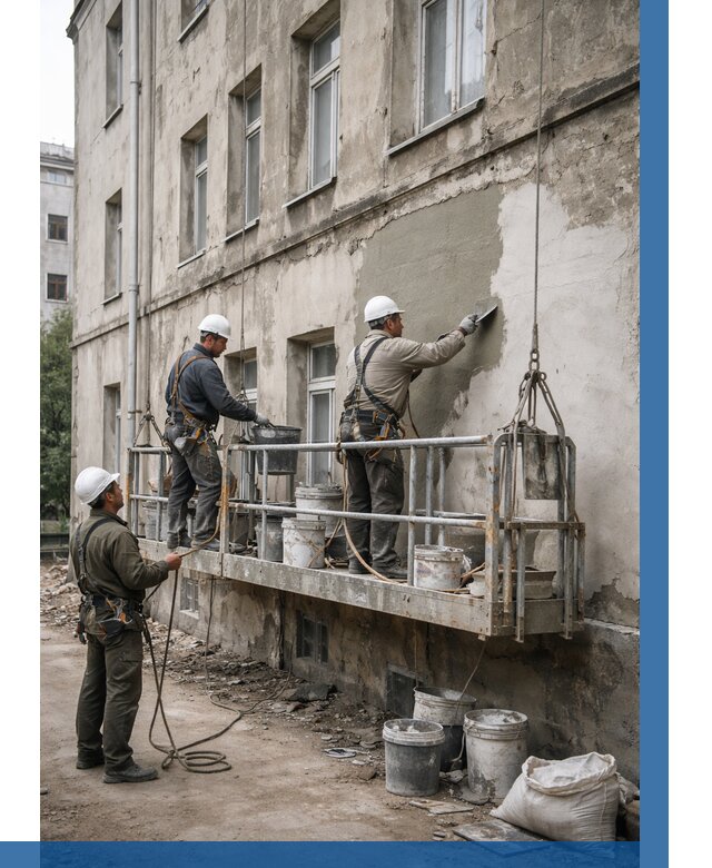 Капитальный ремонт фасада в Вологде от 4314 р. | ВЫСОТНИК-Вгд