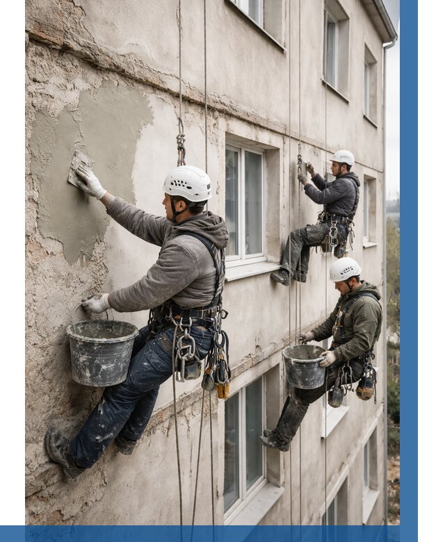 Ремонт штукатурного фасада в Вологде от 770 р. под ключ | ВЫСОТНИК-Вгд