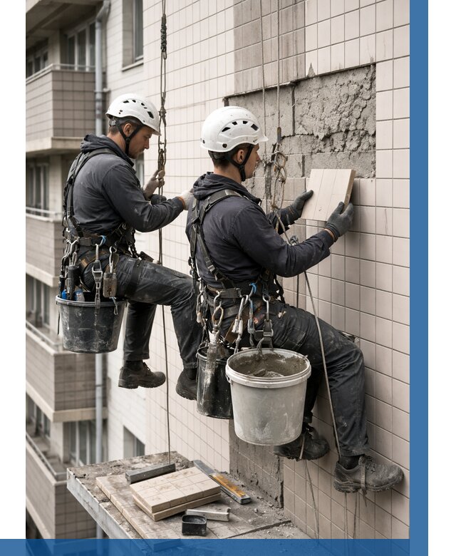 Ремонт облицовки фасада плиткой в Вологде от 1849 р. | ВЫСОТНИК-Вгд