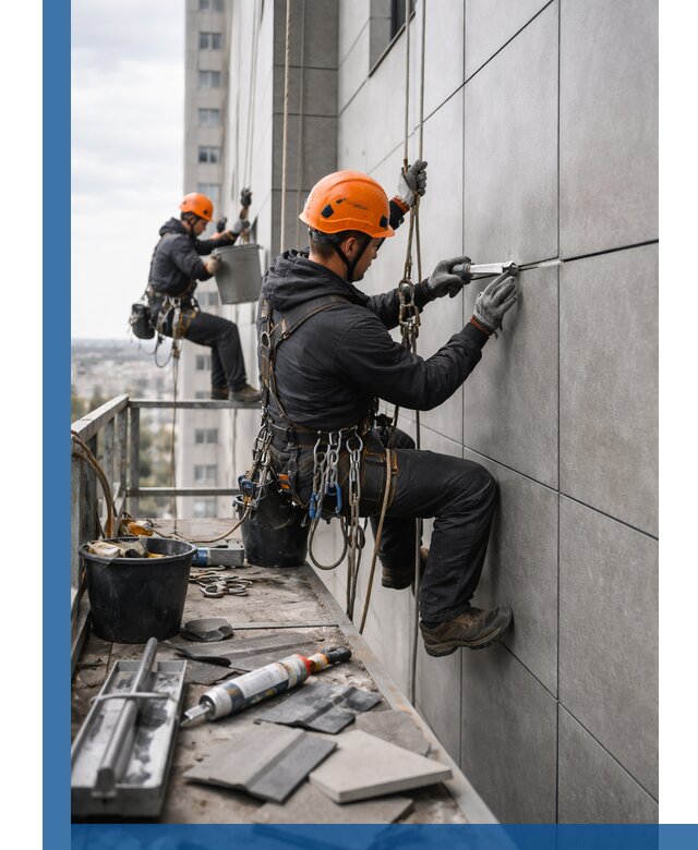 Профессиональный ремонт фасада из керамогранита в Вологде