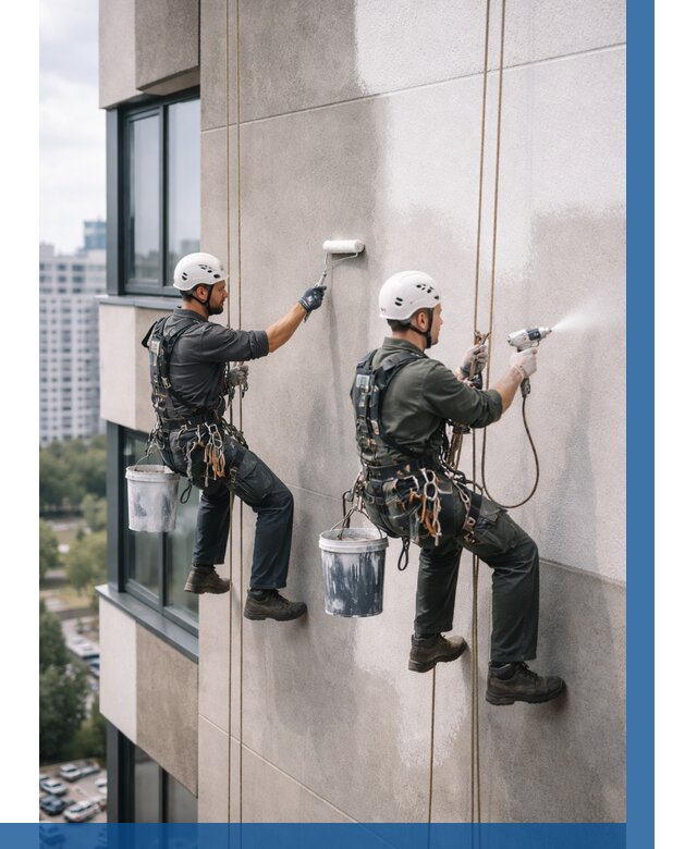 Покраска фасада альпинистами в Вологде от 308 р. | ВЫСОТНИК-Вгд