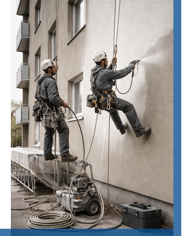 Безвоздушная покраска фасада в Вологде от 226 р/м² | ВЫСОТНИК-Вгд