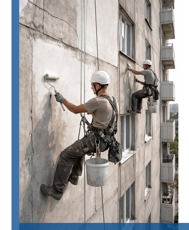 Покраска бетонного фасада в Вологде для жилых и промышленных объектов