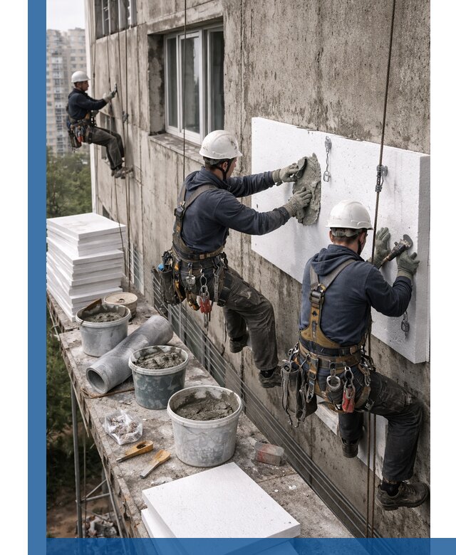 Утепление фасада пенополистиролом в Вологде под ключ