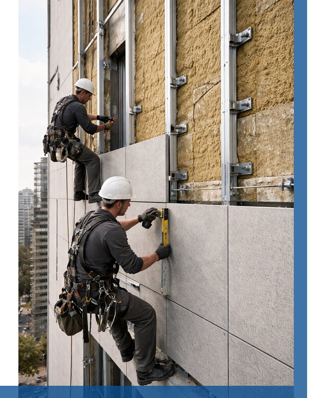 Монтаж вентилируемого фасада в Вологде от 3595 р. | ВЫСОТНИК-Вгд