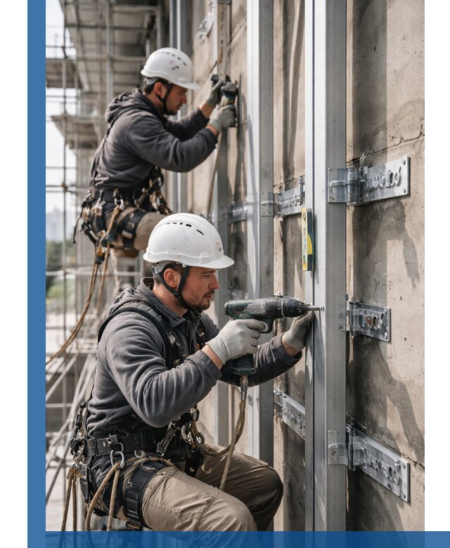 Монтаж и крепление подсистемы вентфасада в Вологде