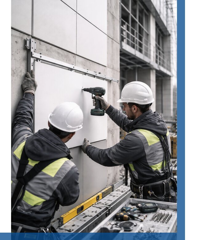 Монтаж композитных панелей фасада в Вологде от 2568 р. | ВЫСОТНИК-Вгд