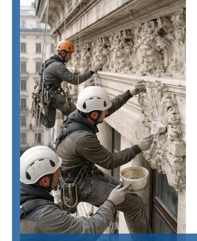 Реставрация фасадной лепнины с высотными работами в Вологде