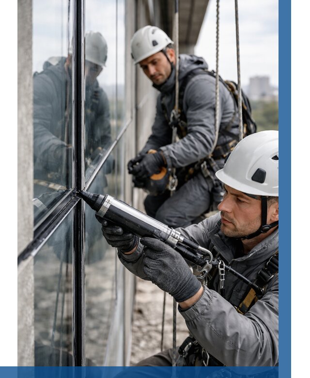 Герметизация витражных швов в Вологде от 668 р. | ВЫСОТНИК-Вгд