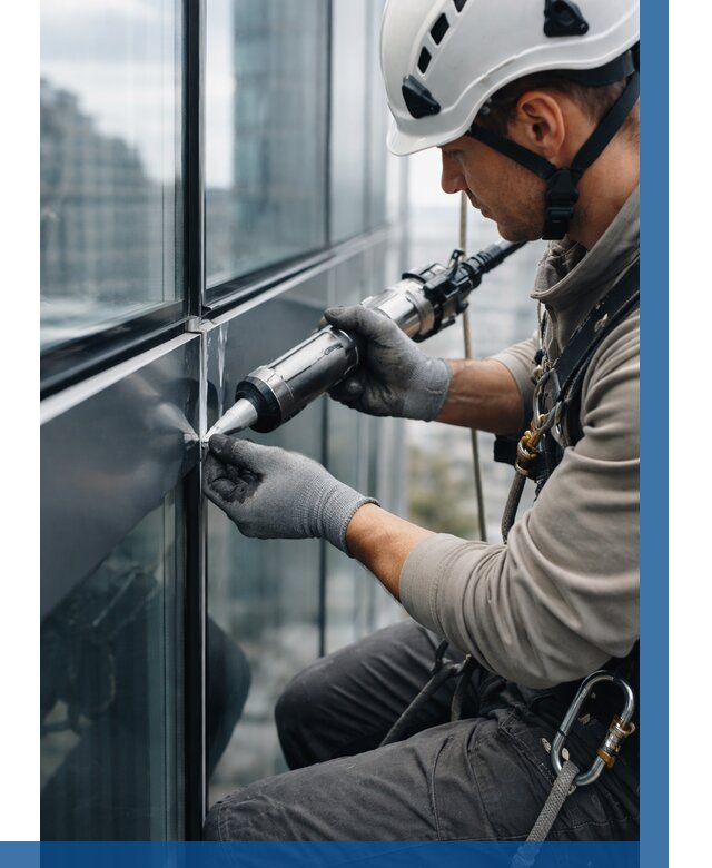 Герметизация стыков витража в Вологде от 1233 р. | ВЫСОТНИК-Вгд