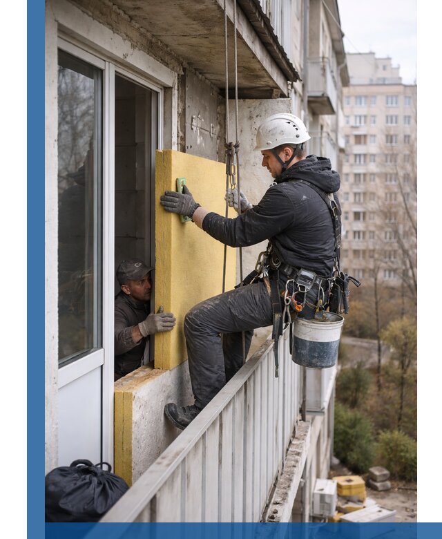 Профессиональное утепление балкона снаружи в Вологде под ключ