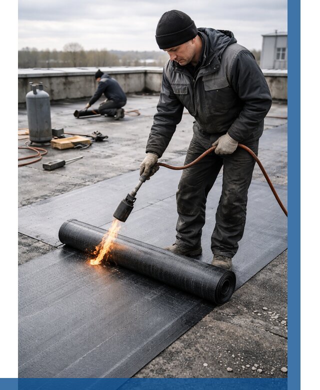 Ремонт наплавляемой кровли в Вологде от 719 р. | ВЫСОТНИК-Вгд