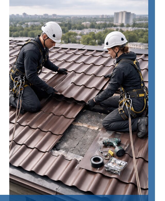 Ремонт металлочерепицы на крыше в Вологде от 924 р. | ВЫСОТНИК-Вгд