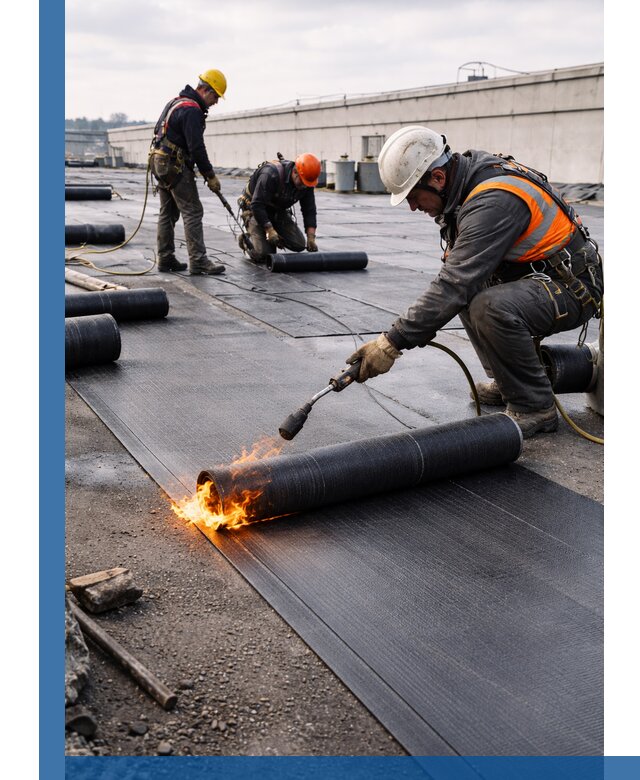 Монтаж наплавляемой кровли в Вологде профессионально