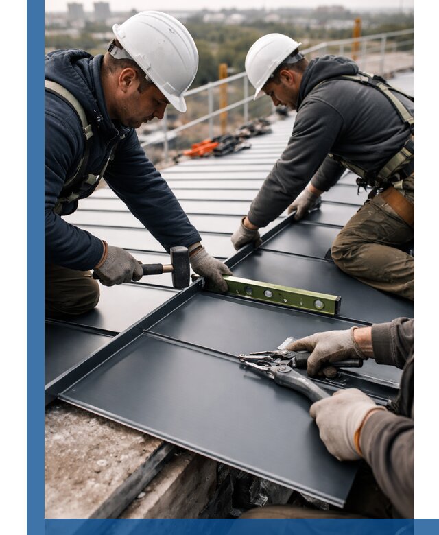 Монтаж фальцевой кровли в Вологде для промышленных зданий