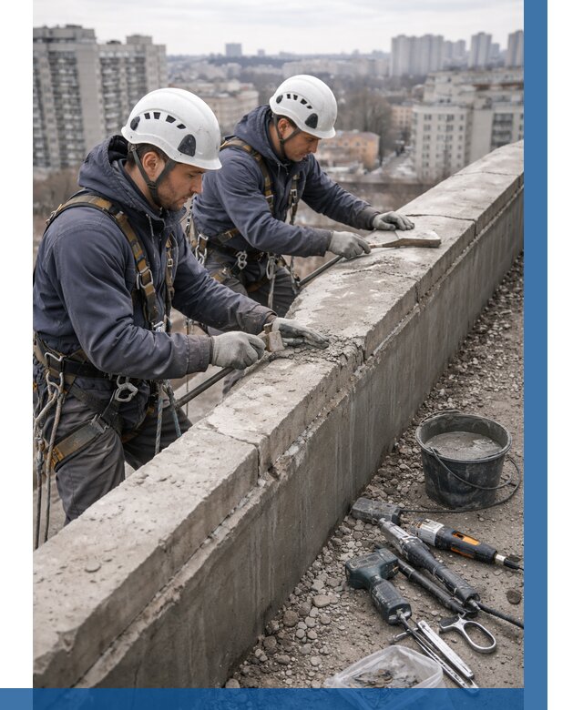 Ремонт парапета на кровле в Вологде от 1541 р. | ВЫСОТНИК-Вгд