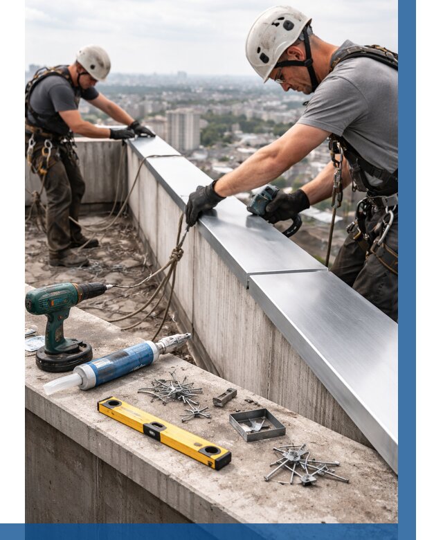 Монтаж парапетных крышек в Вологде от 822 р. | ВЫСОТНИК-Вгд