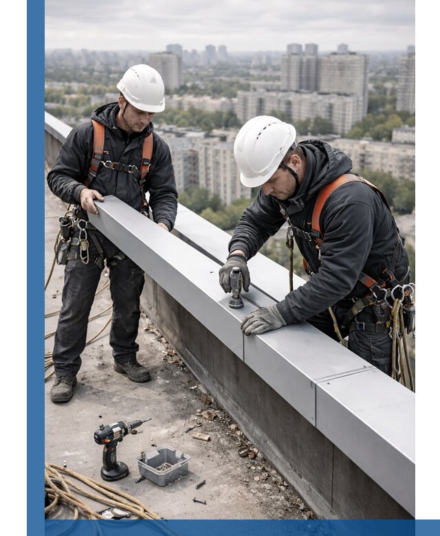 Монтаж парапетных крышек и ограждений кровли в Вологде