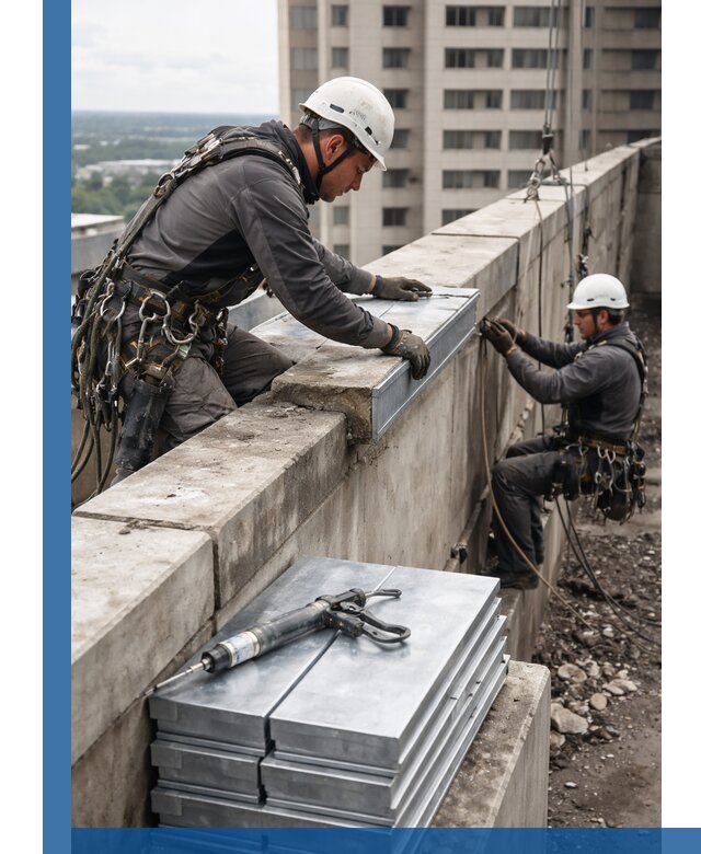 Замена парапетных крышек и установка новых в Вологде