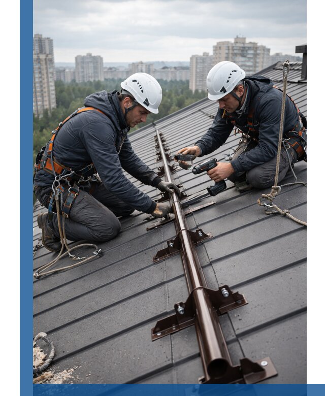 Монтаж снегозадержателей на кровле зданий в Вологде под ключ