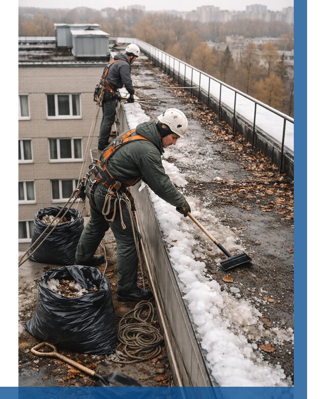 Очистка кровли по периметру в Вологде от 565 р. | ВЫСОТНИК-Вгд