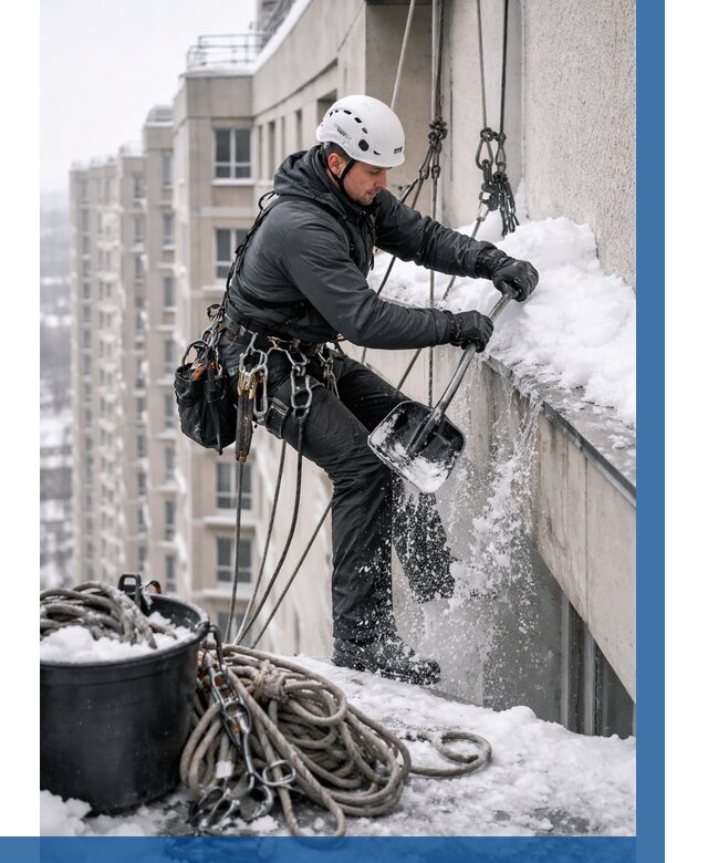 Очистка карнизов от снега в Вологде от 308 р. | ВЫСОТНИК-Вгд