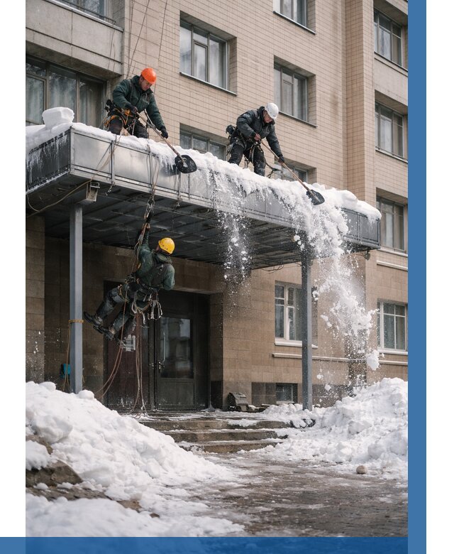 Очистка козырьков от снега в Вологде от 3595 р. | ВЫСОТНИК-Вгд