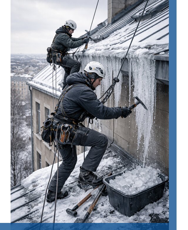 Удаление наледи с кровли в Вологде от 5650 р. | ВЫСОТНИК-Вгд