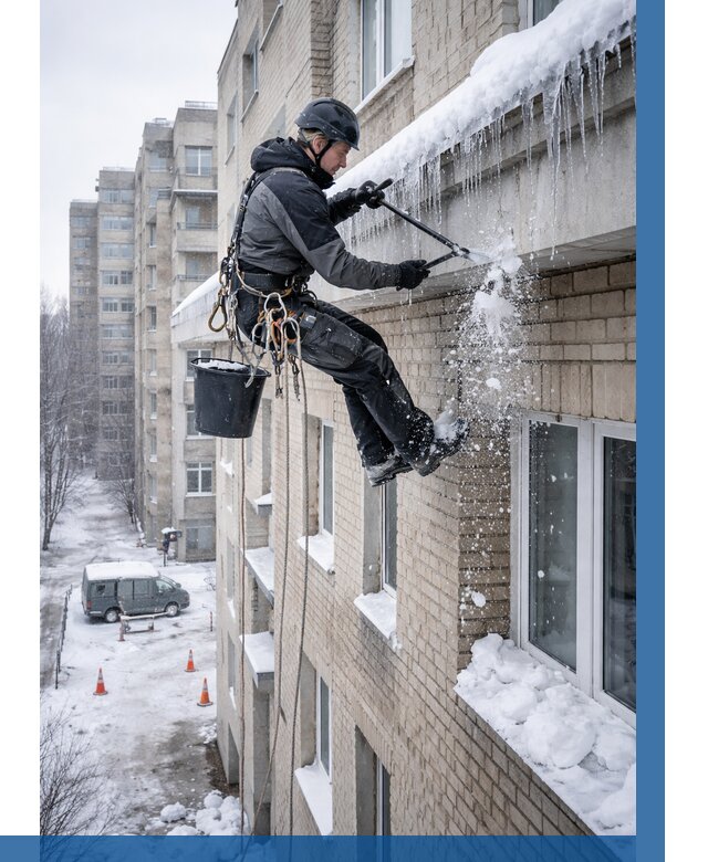 Удаление наледи с карнизов в Вологде от 360 р. | ВЫСОТНИК-Вгд