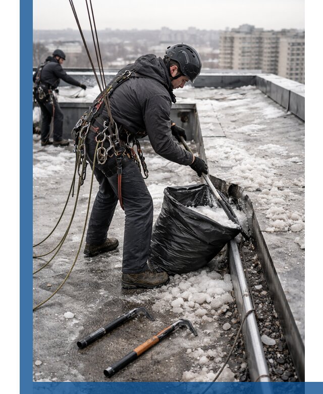 Аварийная очистка кровли в Вологде от промальпинистов
