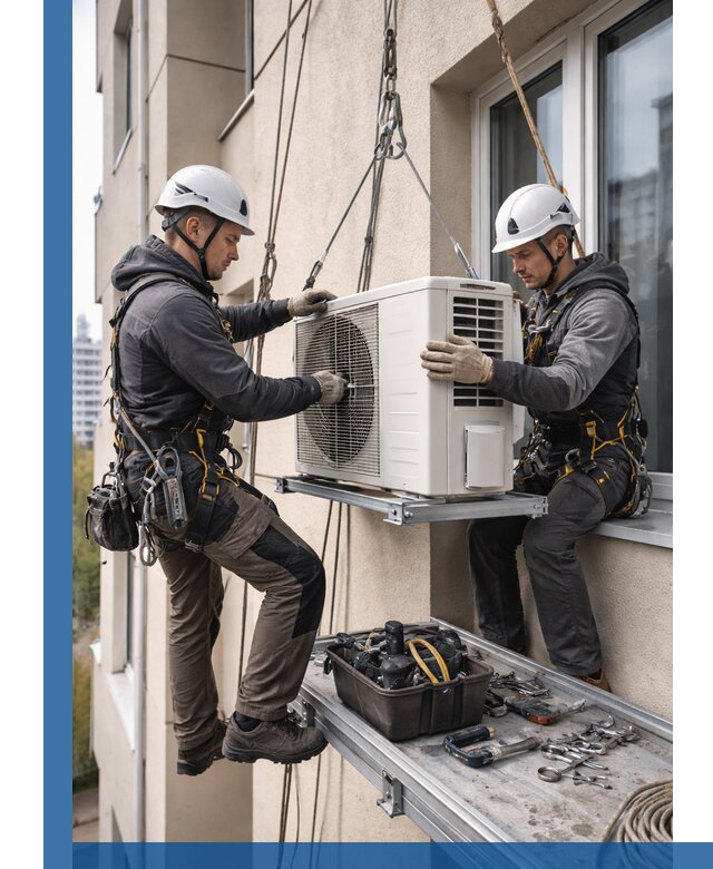 Перенос внешнего блока кондиционера в Вологде с монтажом и крепежом