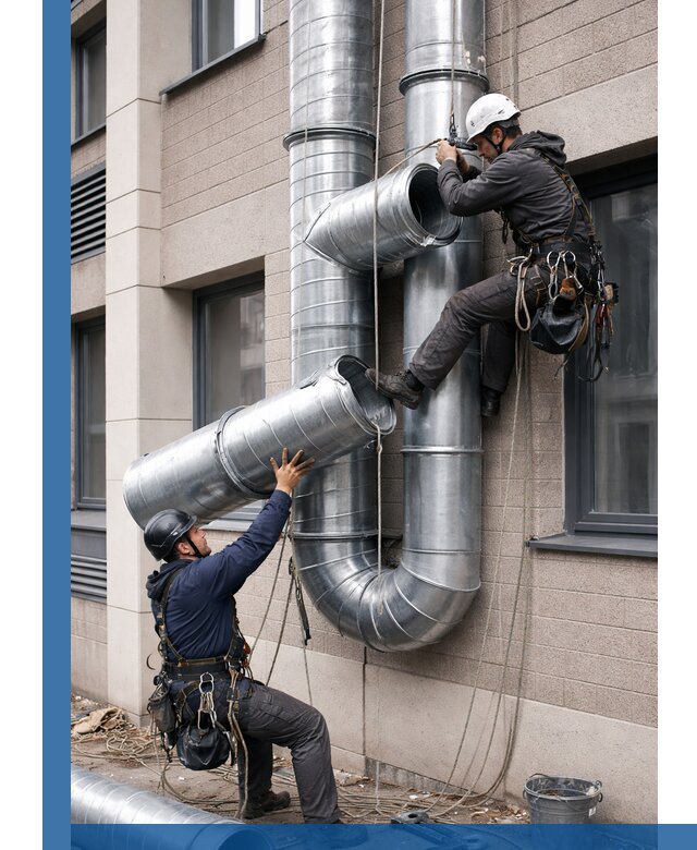 Монтаж фасадных воздуховодов в Вологде с герметизацией и крепежом