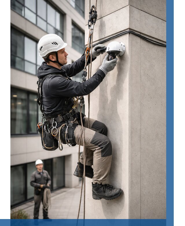 Монтаж камер видеонаблюдения на фасаде в Вологде от 8731 р.-ВЫСОТНИК-Вгд