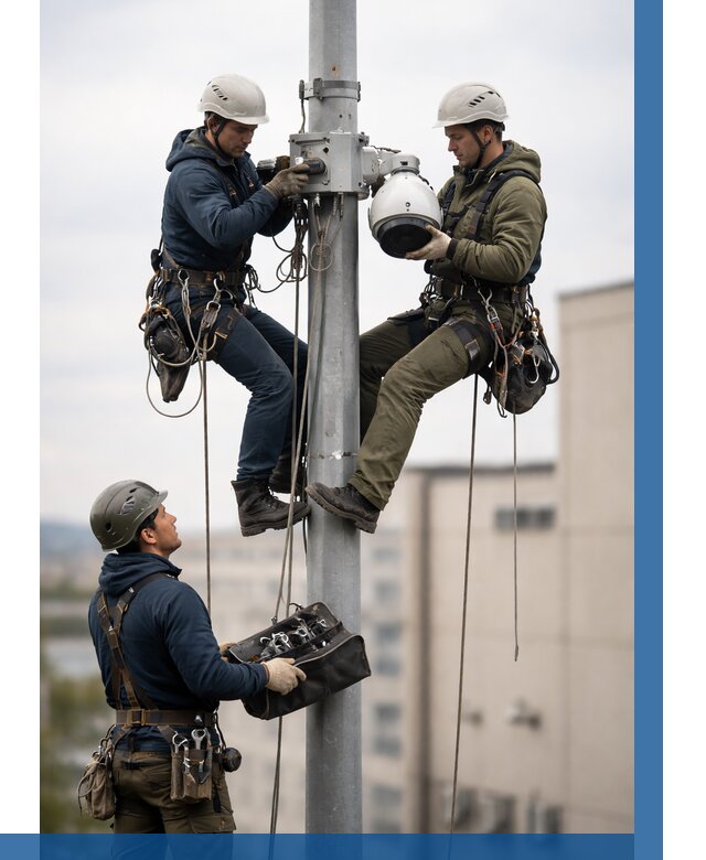 Установка видеокамер на мачте в Вологде от 8731 р. | ВЫСОТНИК-Вгд