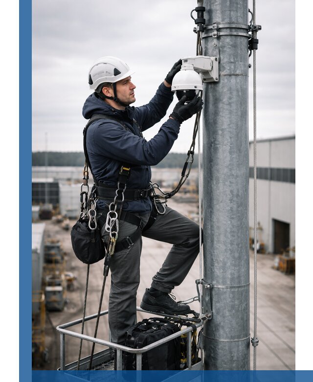 Профессиональная установка видеокамер на мачте в Вологде