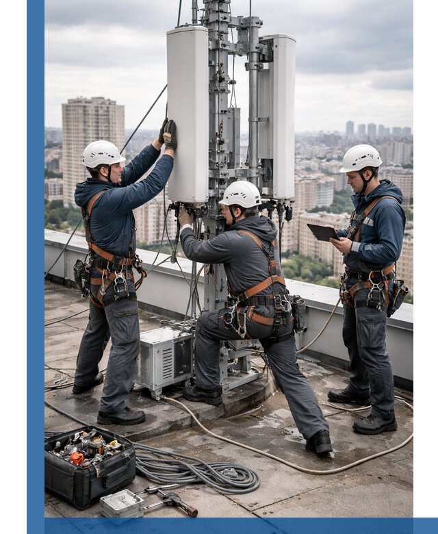 Монтаж антенн связи на крыше в Вологде с вводом в эксплуатацию