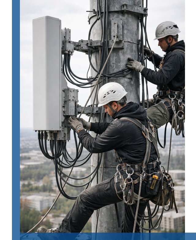 Монтаж оборудования связи на мачте в Вологде с пусконаладкой