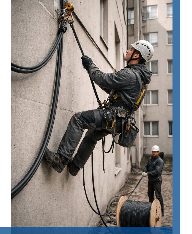 Протяжка кабеля питания на высоте в Вологде от 462 р. | ВЫСОТНИК-Вгд