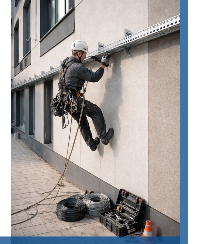 Монтаж кабельных лотков на фасаде в Вологде от 1233 р. | ВЫСОТНИК-Вгд