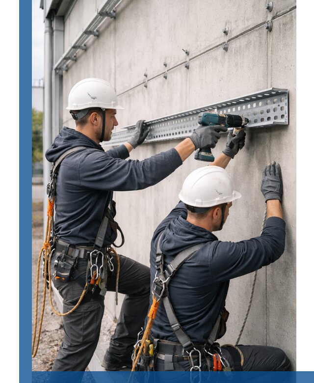 Монтаж кабельных лотков на фасаде зданий в Вологде с гарантией