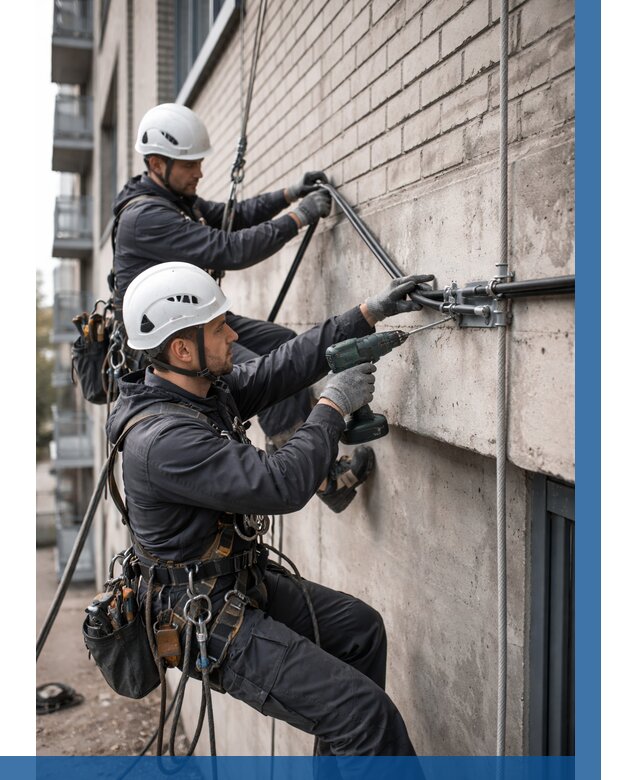 Крепление кабеля на фасаде в Вологде от 360 р. | ВЫСОТНИК-Вгд