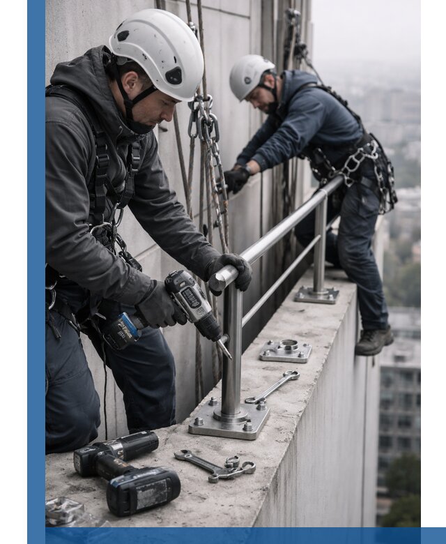 Монтаж перил на высоте в Вологде для жилых и промобъектов