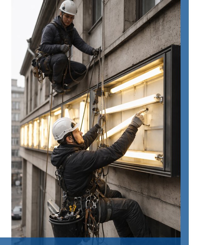 Замена ламп в вывеске в Вологде под ключ от 3595 р. | ВЫСОТНИК-Вгд