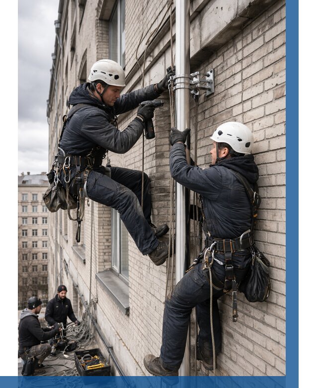 Монтаж флагштока на здании в Вологде от 6677 р. | ВЫСОТНИК-Вгд