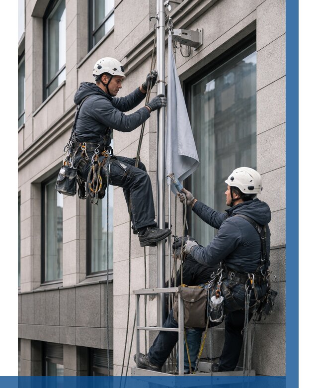 Установка флагов на фасаде в Вологде от 4622 р. | ВЫСОТНИК-Вгд