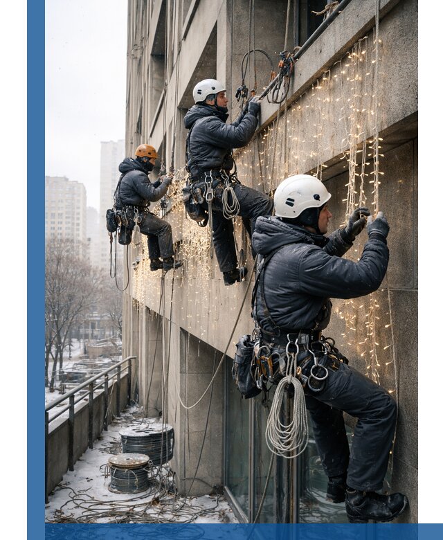 Монтаж новогодней иллюминации и украшение фасадов в Вологде